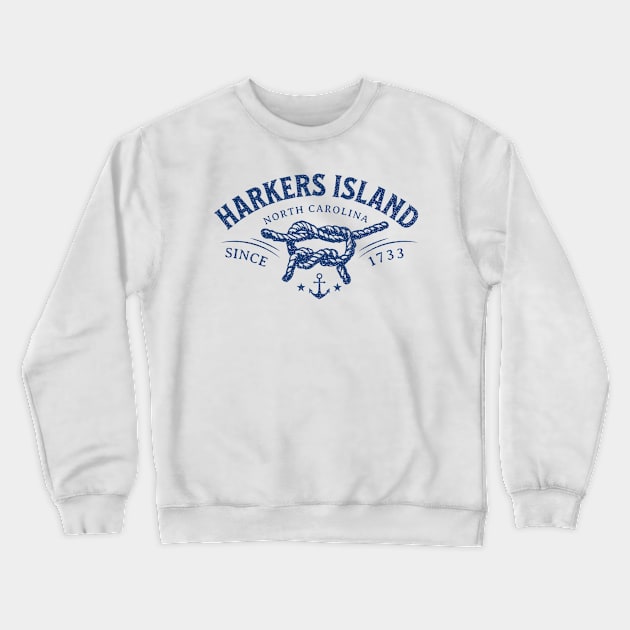 Harkers Island, NC Beach Knot Summer Vacation Crewneck Sweatshirt by Contentarama